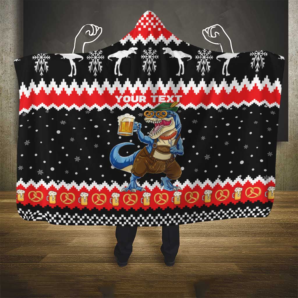 Personalized German T-Rex Christmas Hooded Blanket Funny Beer Dinosaur Xmas - Wonder Print Shop