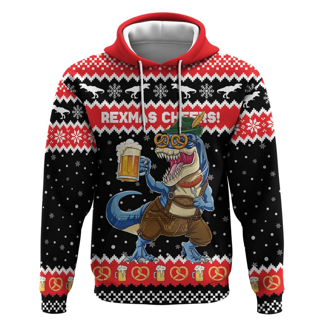 Personalized German T-Rex Christmas Hoodie Funny Beer Dinosaur Xmas - Wonder Print Shop