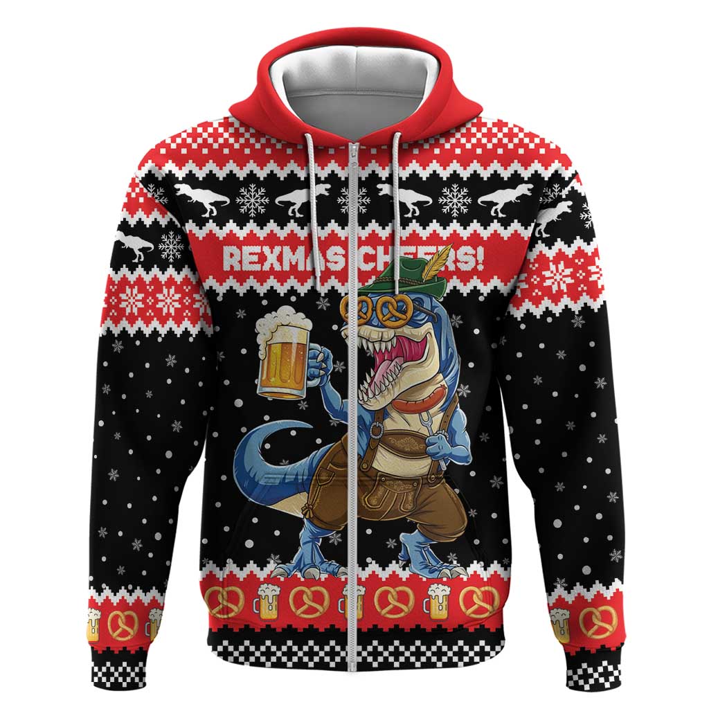 Personalized German T-Rex Christmas Hoodie Funny Beer Dinosaur Xmas - Wonder Print Shop