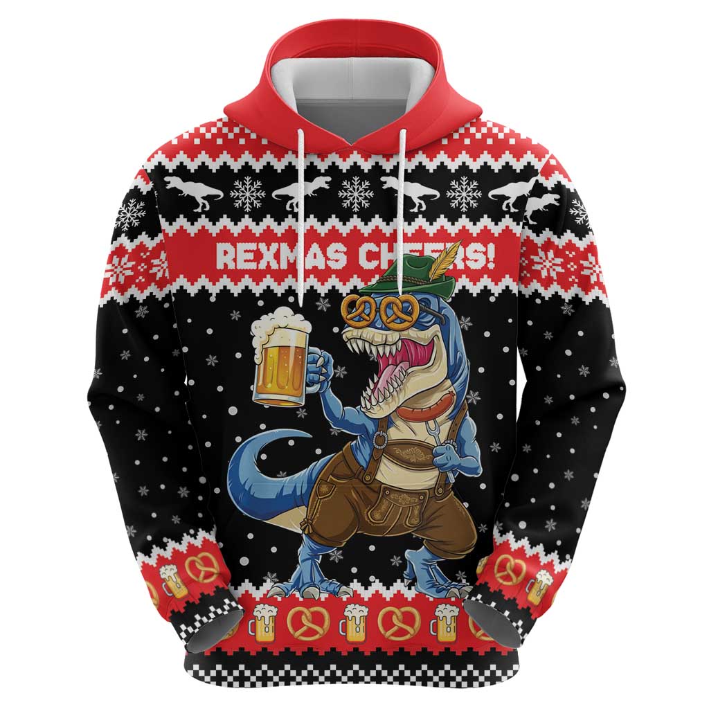Personalized German T-Rex Christmas Hoodie Funny Beer Dinosaur Xmas - Wonder Print Shop