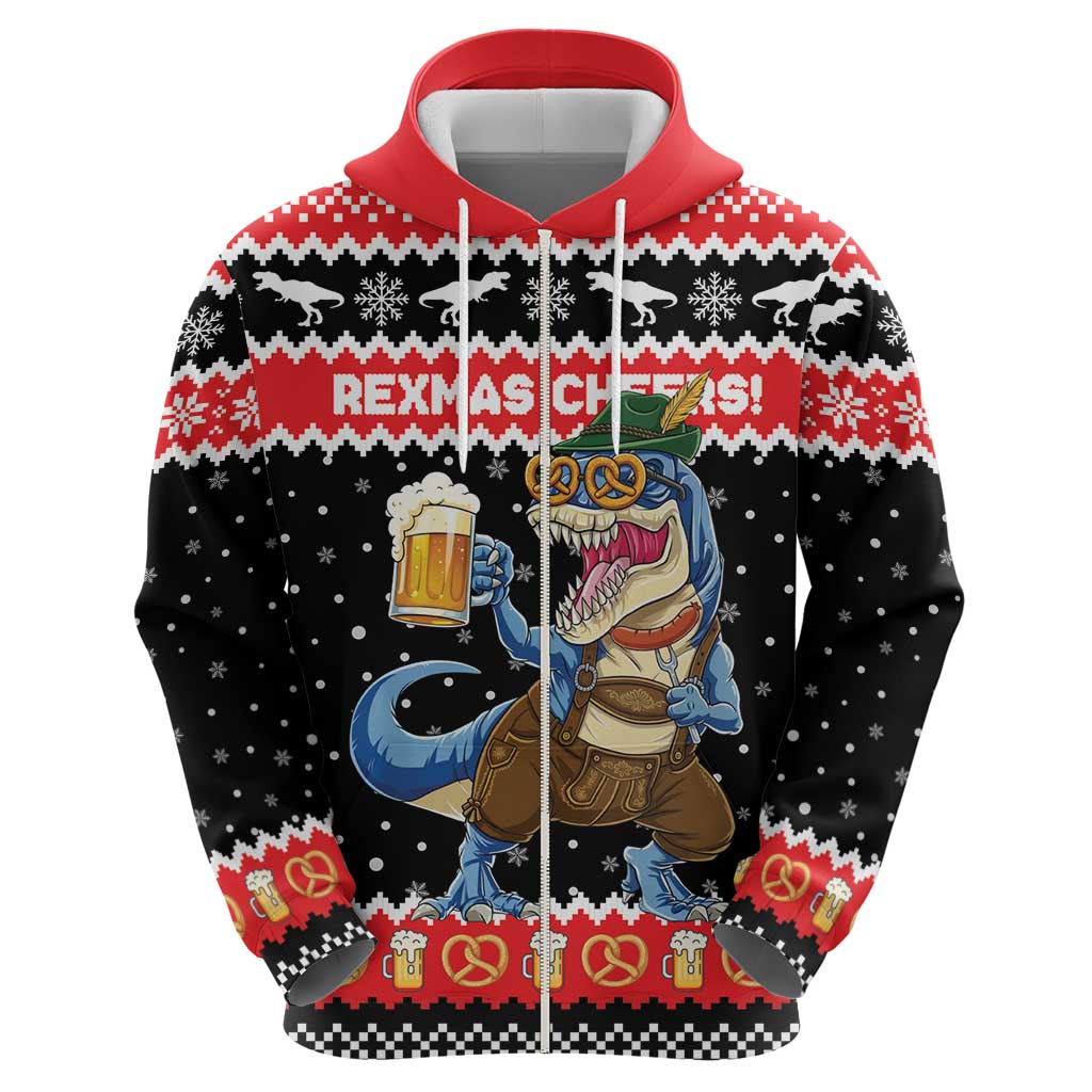 Personalized German T-Rex Christmas Hoodie Funny Beer Dinosaur Xmas - Wonder Print Shop