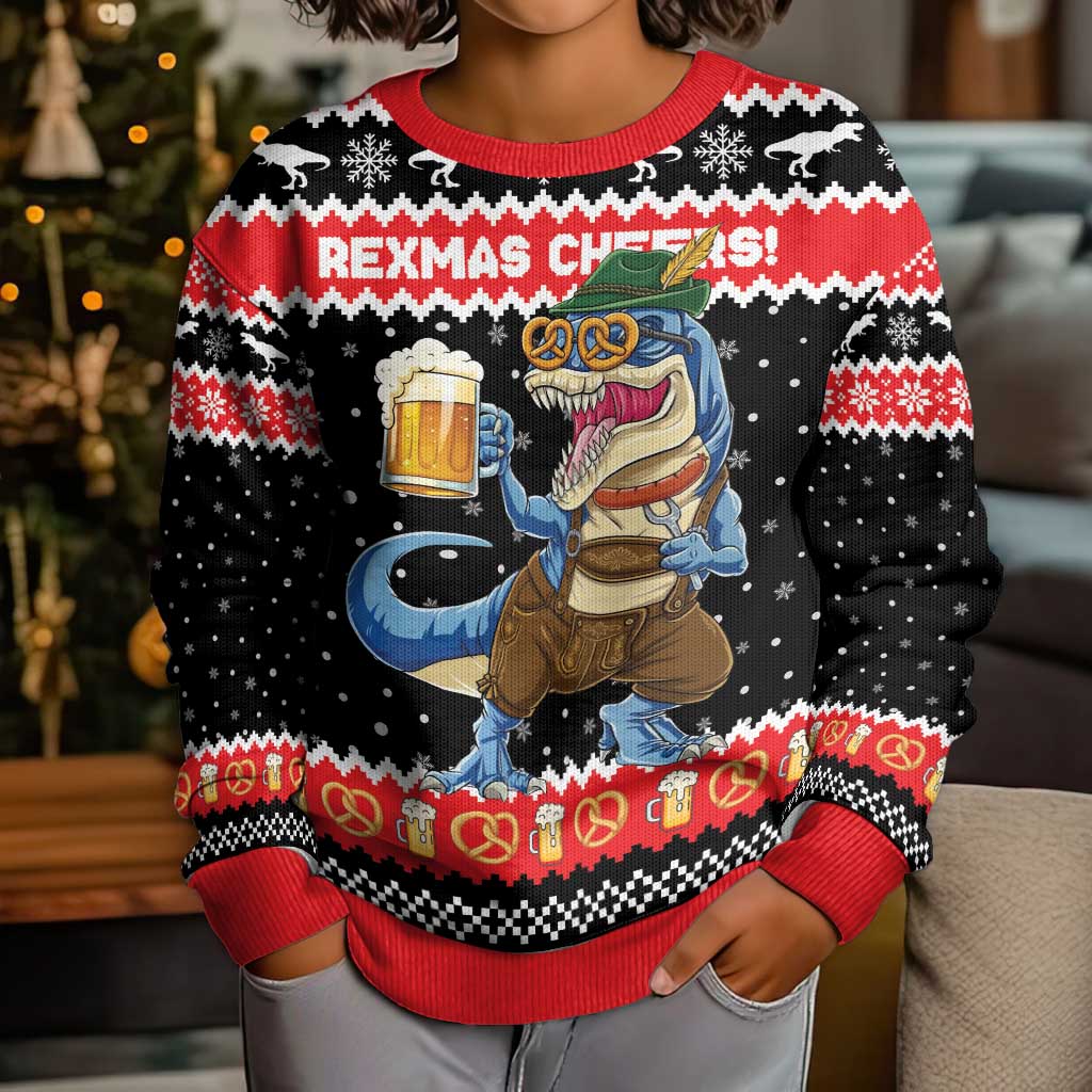 Personalized German T-Rex Christmas Kid Ugly Christmas Sweater Funny Beer Dinosaur Xmas - Wonder Print Shop