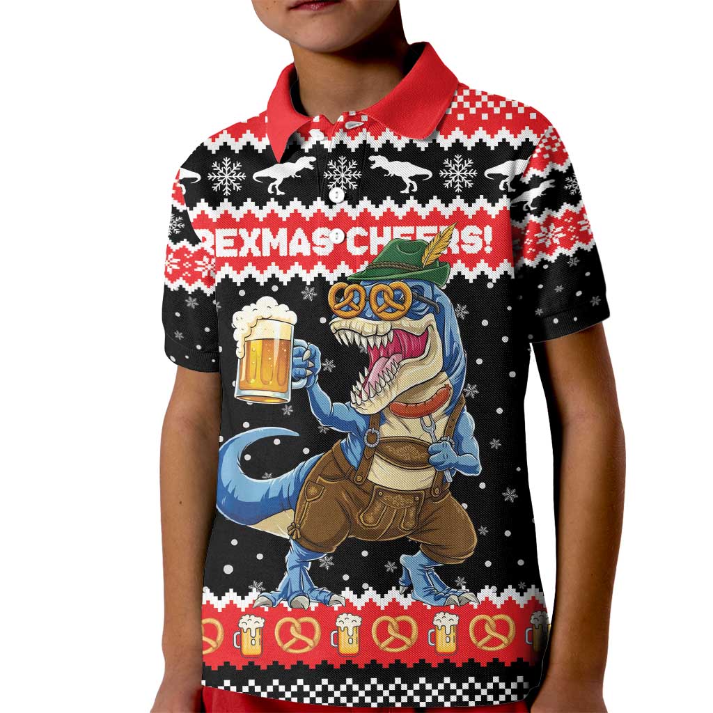 Personalized German T-Rex Christmas Kid Polo Shirt Funny Beer Dinosaur Xmas - Wonder Print Shop