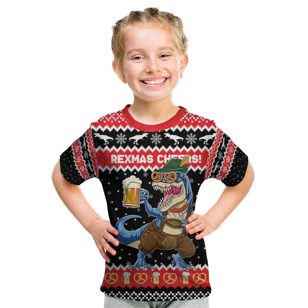 Personalized German T-Rex Christmas Kid T Shirt Funny Beer Dinosaur Xmas - Wonder Print Shop