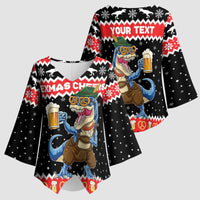 Personalized German T-Rex Christmas Kimono Sleeve Blouse Funny Beer Dinosaur Xmas - Wonder Print Shop