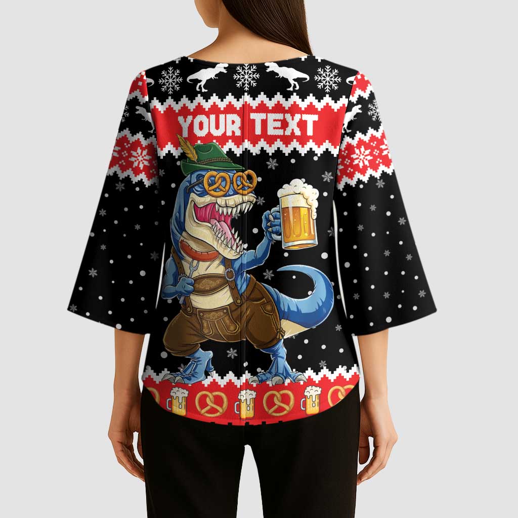 Personalized German T-Rex Christmas Kimono Sleeve Blouse Funny Beer Dinosaur Xmas - Wonder Print Shop