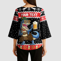 Personalized German T-Rex Christmas Kimono Sleeve Blouse Funny Beer Dinosaur Xmas - Wonder Print Shop
