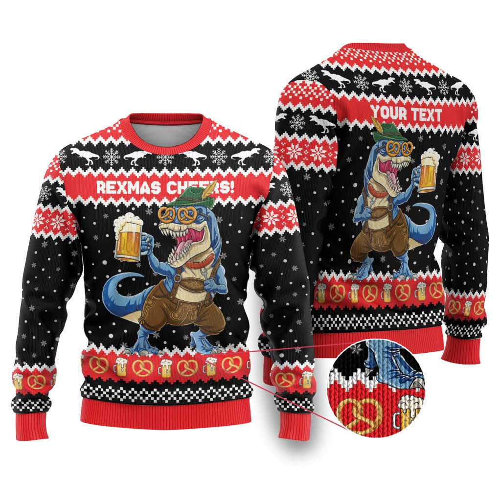 Personalized German T-Rex Christmas Ugly Christmas Sweater Funny Beer Dinosaur Xmas - Wonder Print Shop