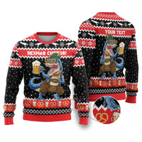 Personalized German T-Rex Christmas Ugly Christmas Sweater Funny Beer Dinosaur Xmas - Wonder Print Shop
