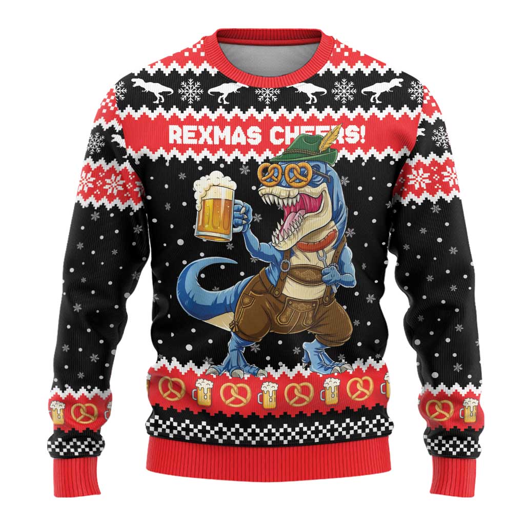 Personalized German T-Rex Christmas Ugly Christmas Sweater Funny Beer Dinosaur Xmas - Wonder Print Shop