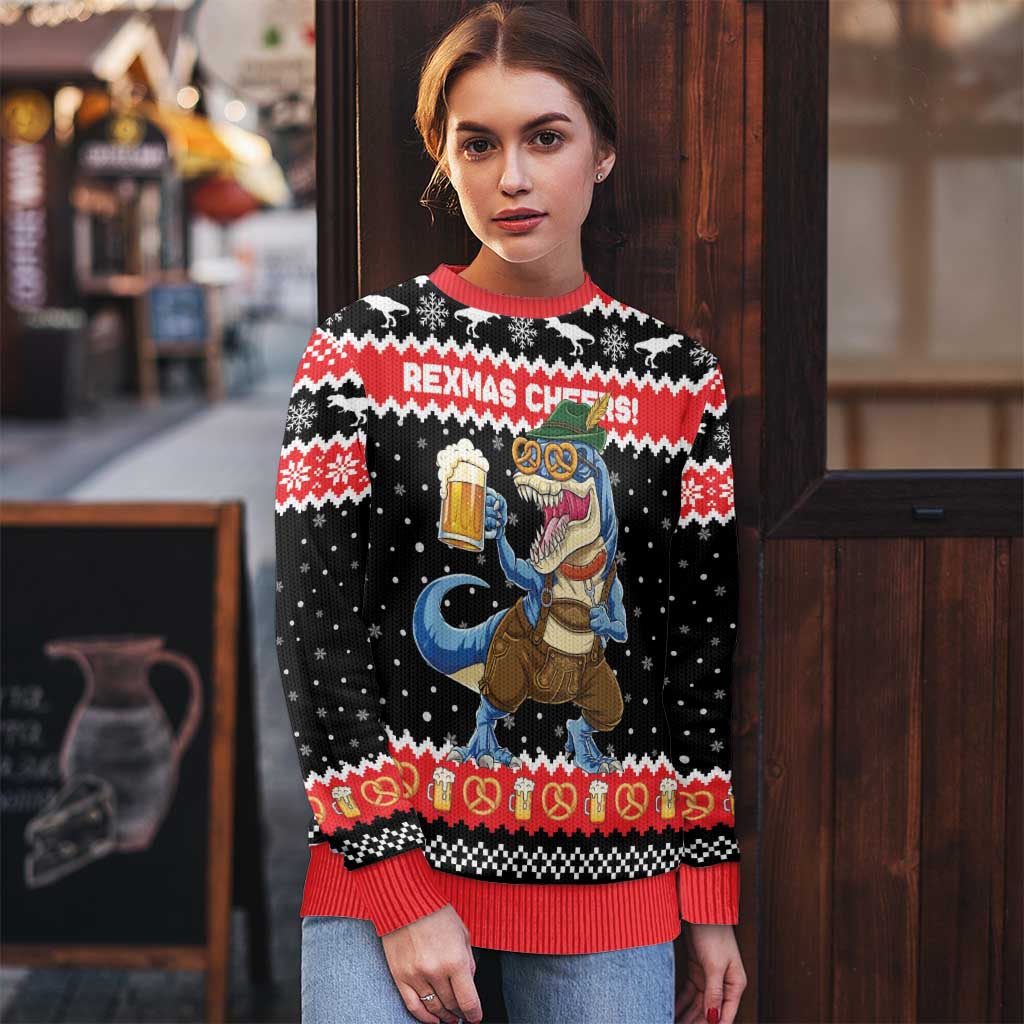 Personalized German T-Rex Christmas Ugly Christmas Sweater Funny Beer Dinosaur Xmas - Wonder Print Shop