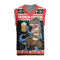 Personalized German T-Rex Christmas Knitted V-Neck Vest Funny Beer Dinosaur Xmas - Wonder Print Shop