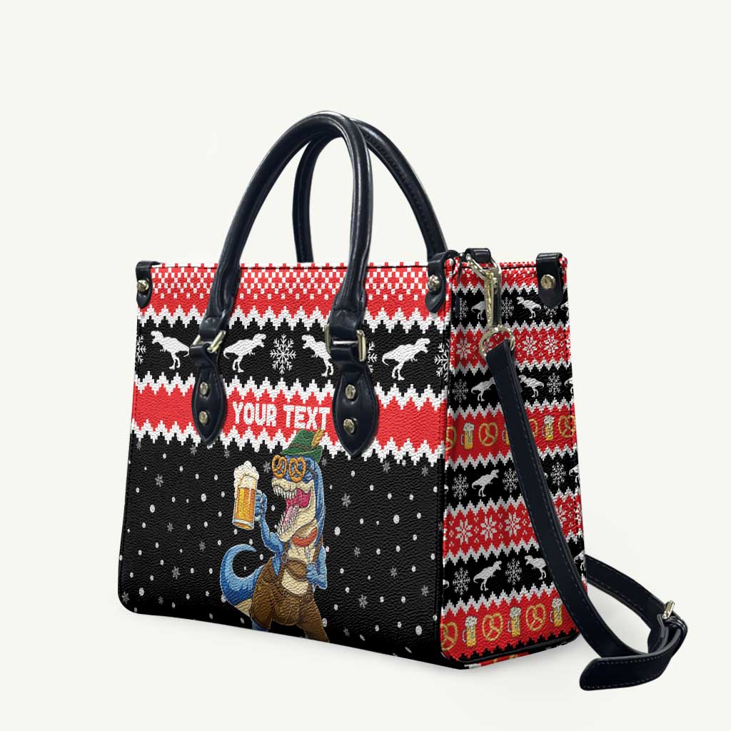 Personalized German T-Rex Christmas Leather Bag Funny Beer Dinosaur Xmas - Wonder Print Shop