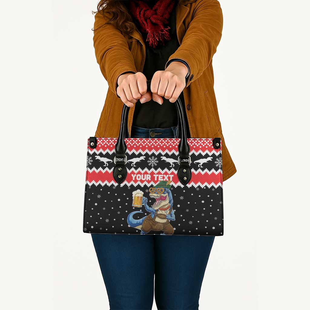 Personalized German T-Rex Christmas Leather Bag Funny Beer Dinosaur Xmas - Wonder Print Shop