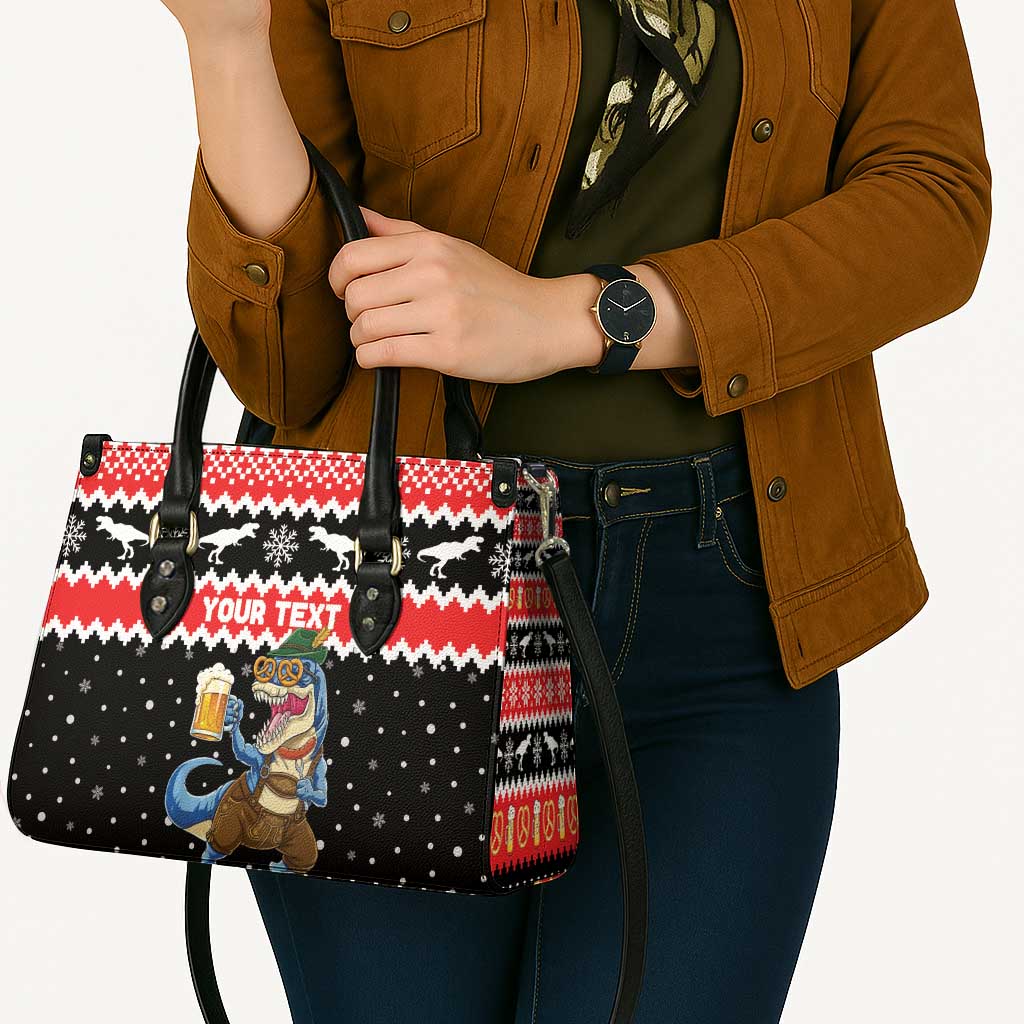 Personalized German T-Rex Christmas Leather Bag Funny Beer Dinosaur Xmas - Wonder Print Shop