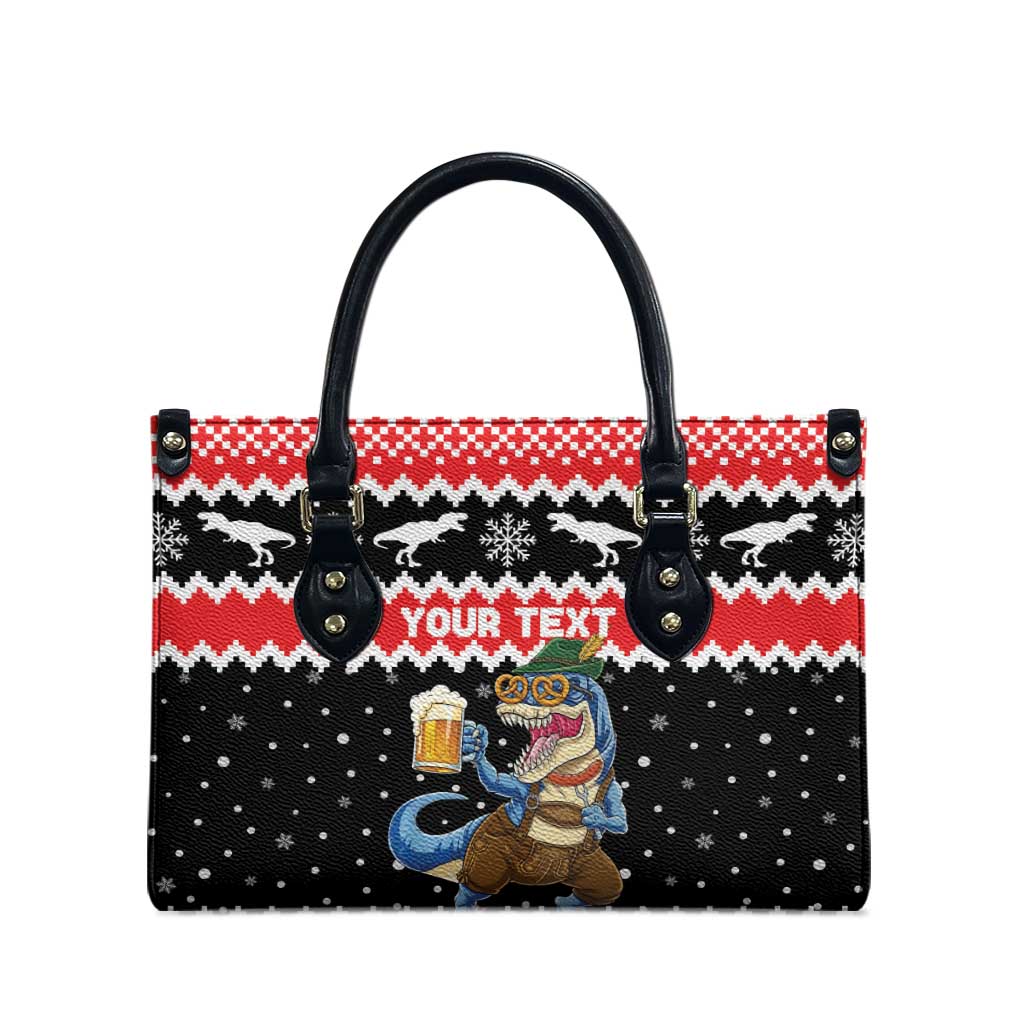 Personalized German T-Rex Christmas Leather Bag Funny Beer Dinosaur Xmas - Wonder Print Shop