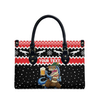 Personalized German T-Rex Christmas Leather Bag Funny Beer Dinosaur Xmas - Wonder Print Shop