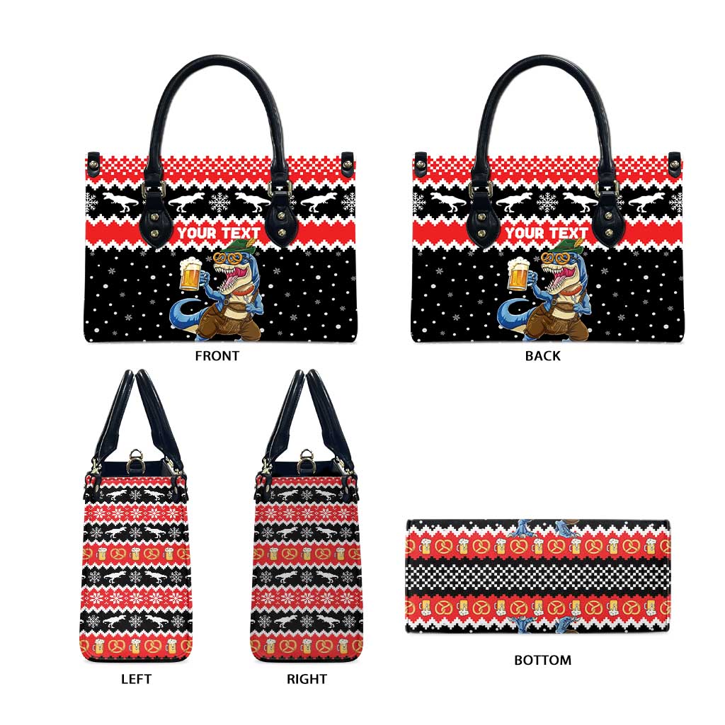 Personalized German T-Rex Christmas Leather Bag Funny Beer Dinosaur Xmas - Wonder Print Shop