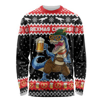 Personalized German T-Rex Christmas Long Sleeve Shirt Funny Beer Dinosaur Xmas - Wonder Print Shop