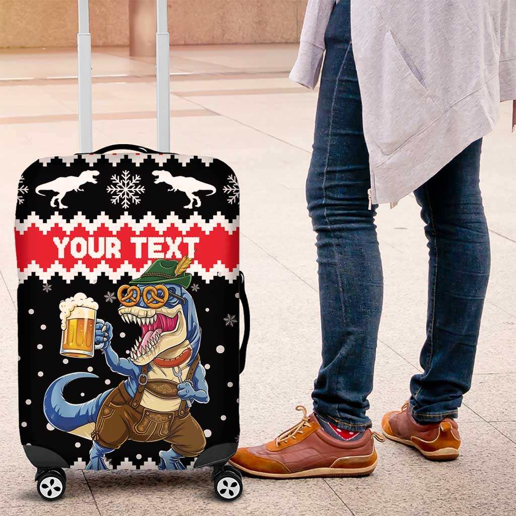Personalized German T-Rex Christmas Luggage Cover Funny Beer Dinosaur Xmas - Wonder Print Shop