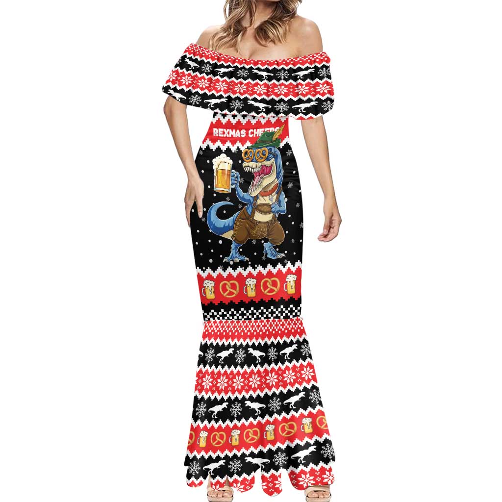 Personalized German T-Rex Christmas Mermaid Dress Funny Beer Dinosaur Xmas - Wonder Print Shop