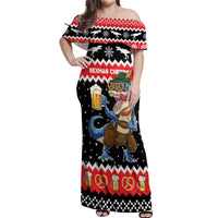 Personalized German T-Rex Christmas Off Shoulder Maxi Dress Funny Beer Dinosaur Xmas - Wonder Print Shop