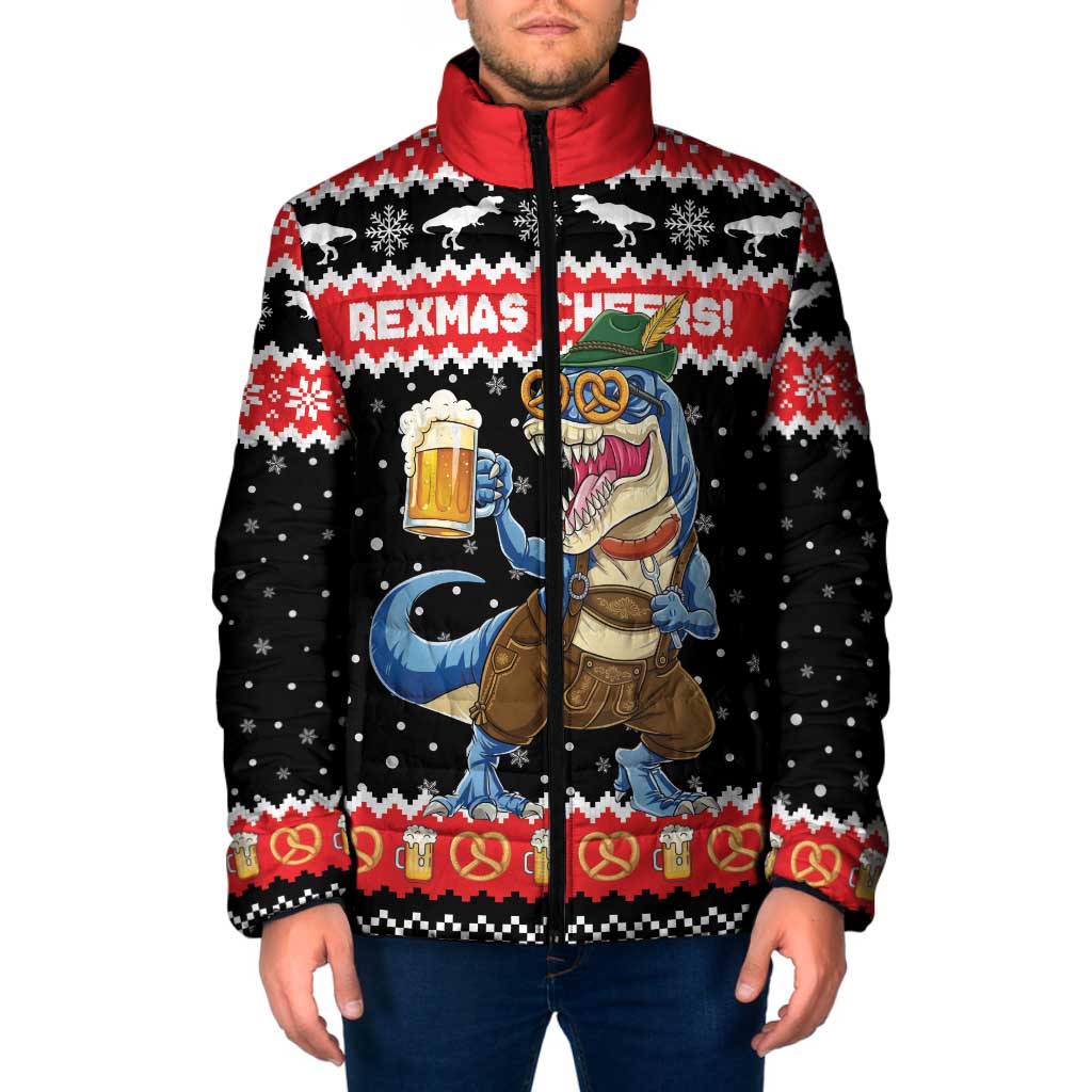 Personalized German T-Rex Christmas Padded Jacket Funny Beer Dinosaur Xmas - Wonder Print Shop
