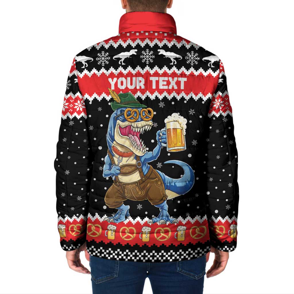 Personalized German T-Rex Christmas Padded Jacket Funny Beer Dinosaur Xmas - Wonder Print Shop