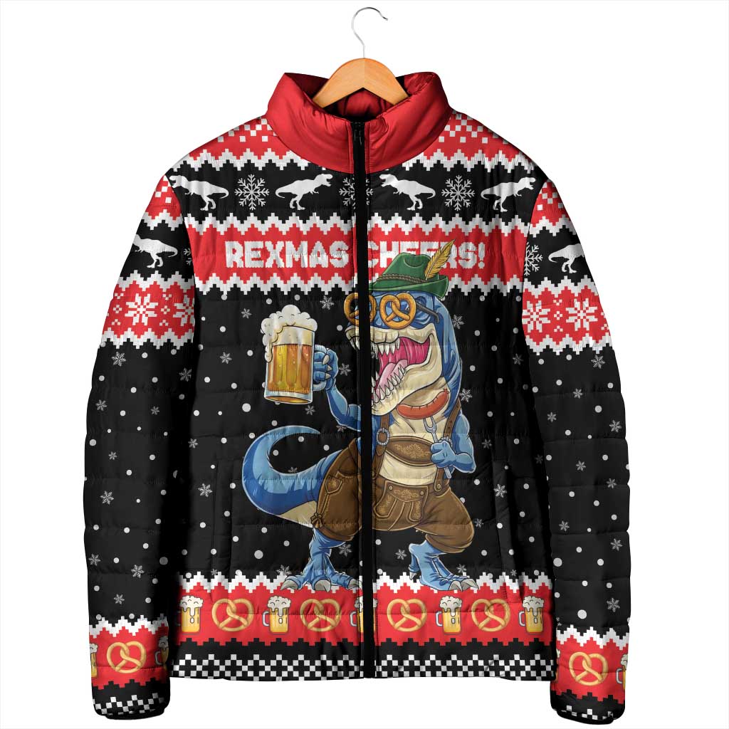 Personalized German T-Rex Christmas Padded Jacket Funny Beer Dinosaur Xmas - Wonder Print Shop