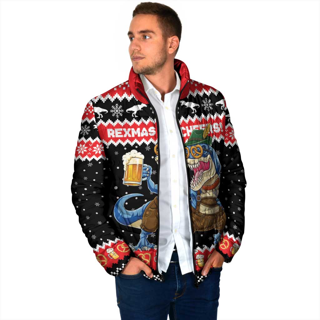 Personalized German T-Rex Christmas Padded Jacket Funny Beer Dinosaur Xmas - Wonder Print Shop