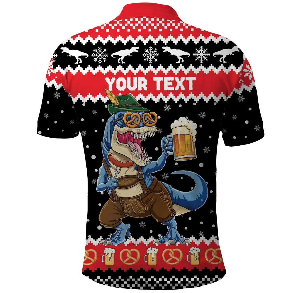 Personalized German T-Rex Christmas Polo Shirt Funny Beer Dinosaur Xmas - Wonder Print Shop