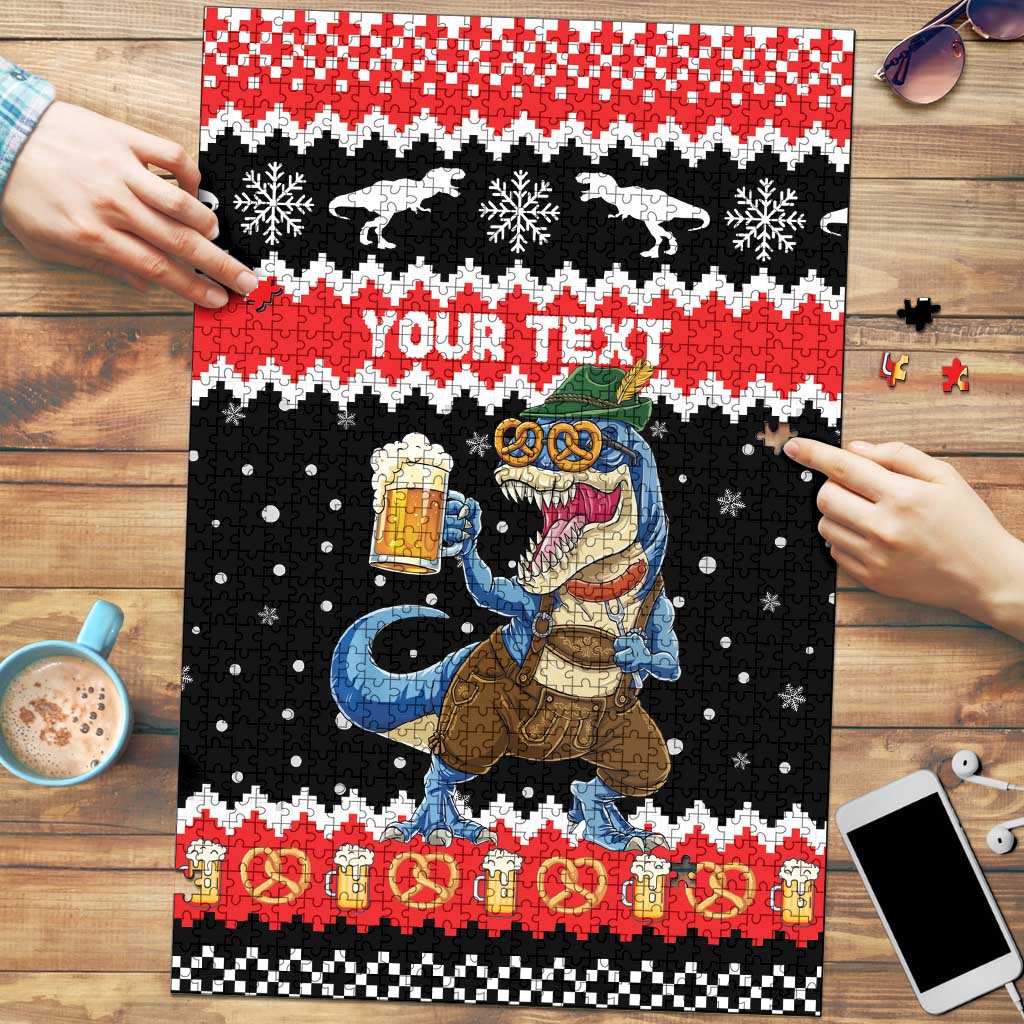 Personalized German T-Rex Christmas Puzzle Funny Beer Dinosaur Xmas - Wonder Print Shop