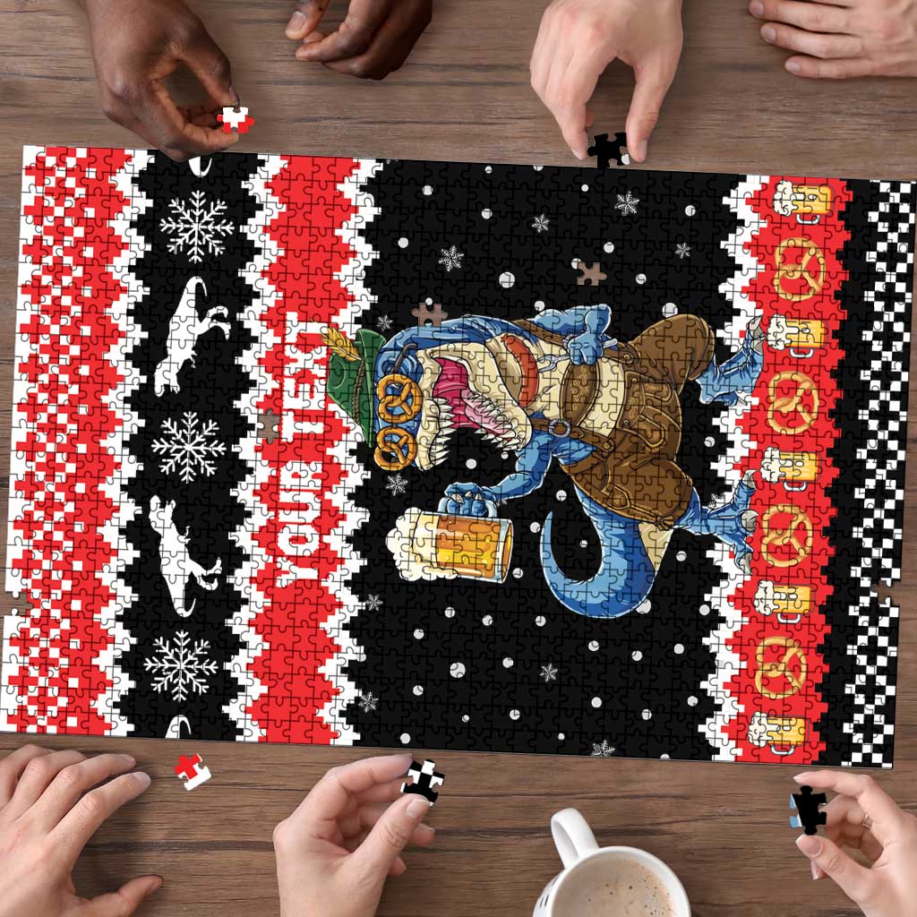 Personalized German T-Rex Christmas Puzzle Funny Beer Dinosaur Xmas - Wonder Print Shop