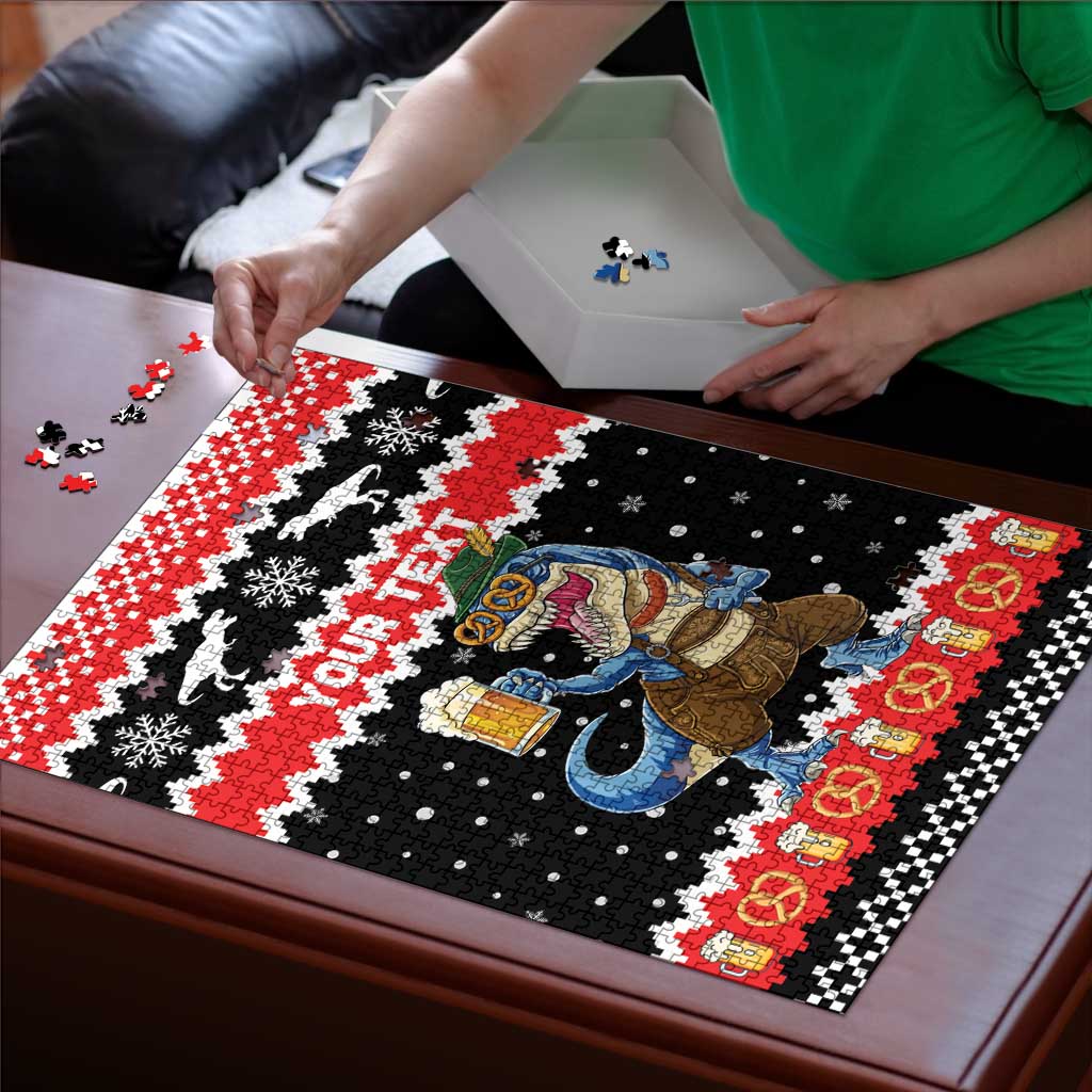 Personalized German T-Rex Christmas Puzzle Funny Beer Dinosaur Xmas - Wonder Print Shop