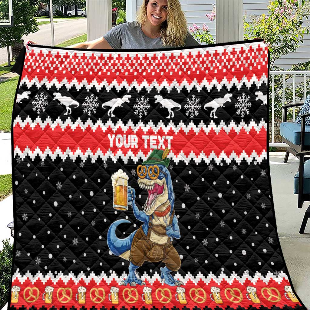 Personalized German T-Rex Christmas Quilt Funny Beer Dinosaur Xmas - Wonder Print Shop