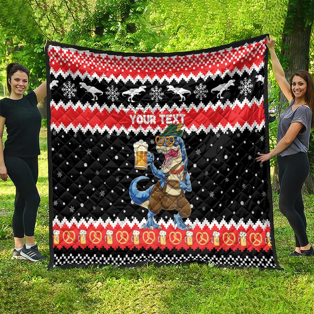 Personalized German T-Rex Christmas Quilt Funny Beer Dinosaur Xmas - Wonder Print Shop
