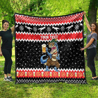Personalized German T-Rex Christmas Quilt Funny Beer Dinosaur Xmas - Wonder Print Shop