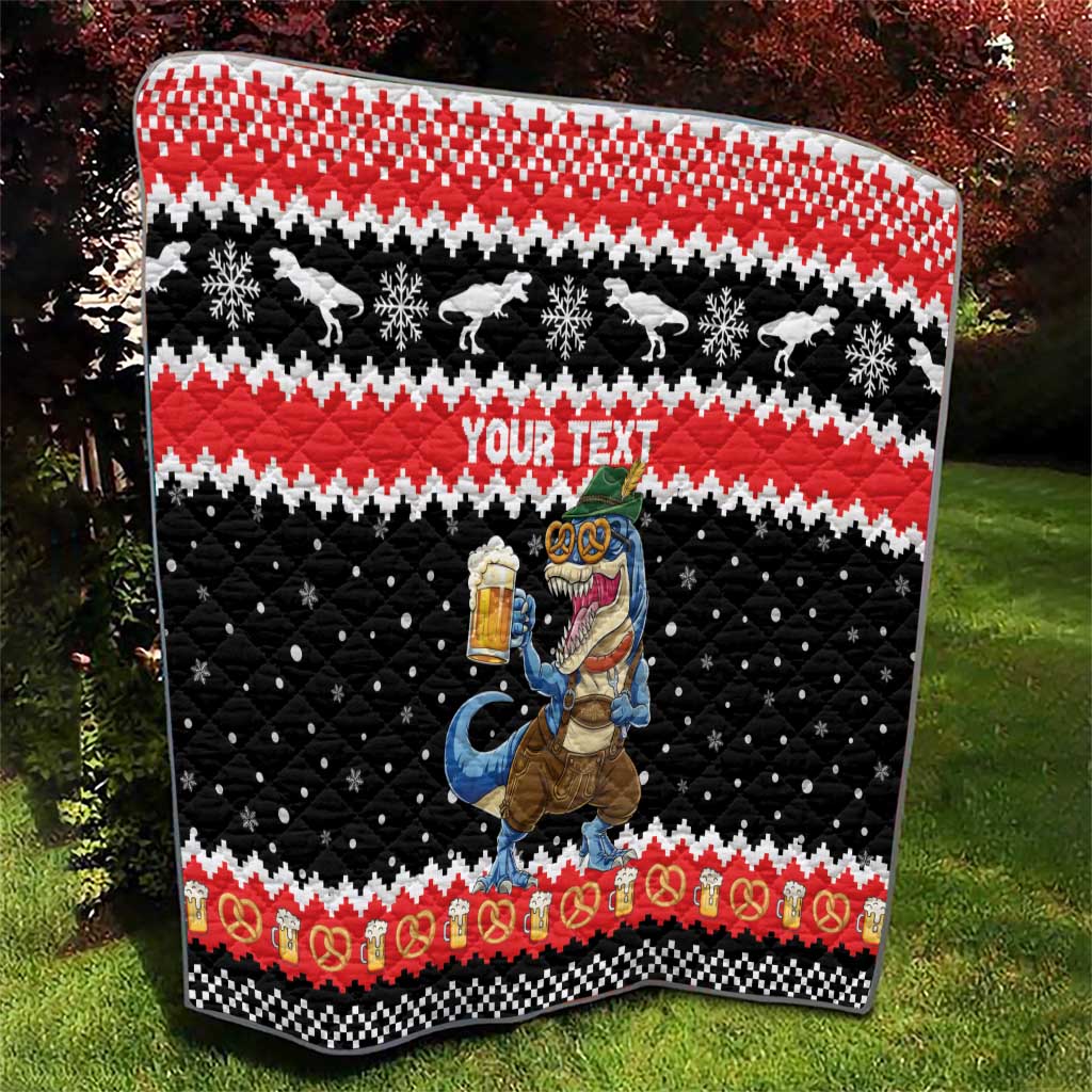 Personalized German T-Rex Christmas Quilt Funny Beer Dinosaur Xmas - Wonder Print Shop