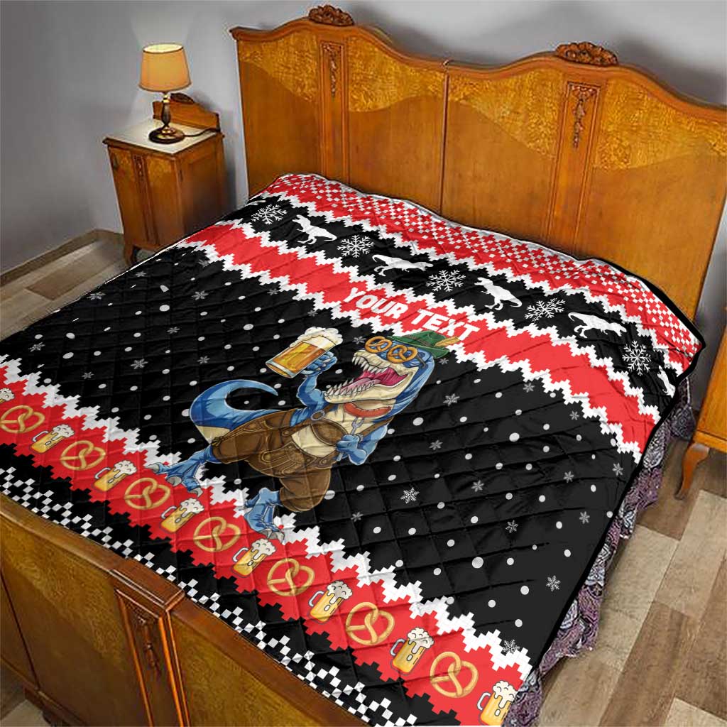 Personalized German T-Rex Christmas Quilt Funny Beer Dinosaur Xmas - Wonder Print Shop