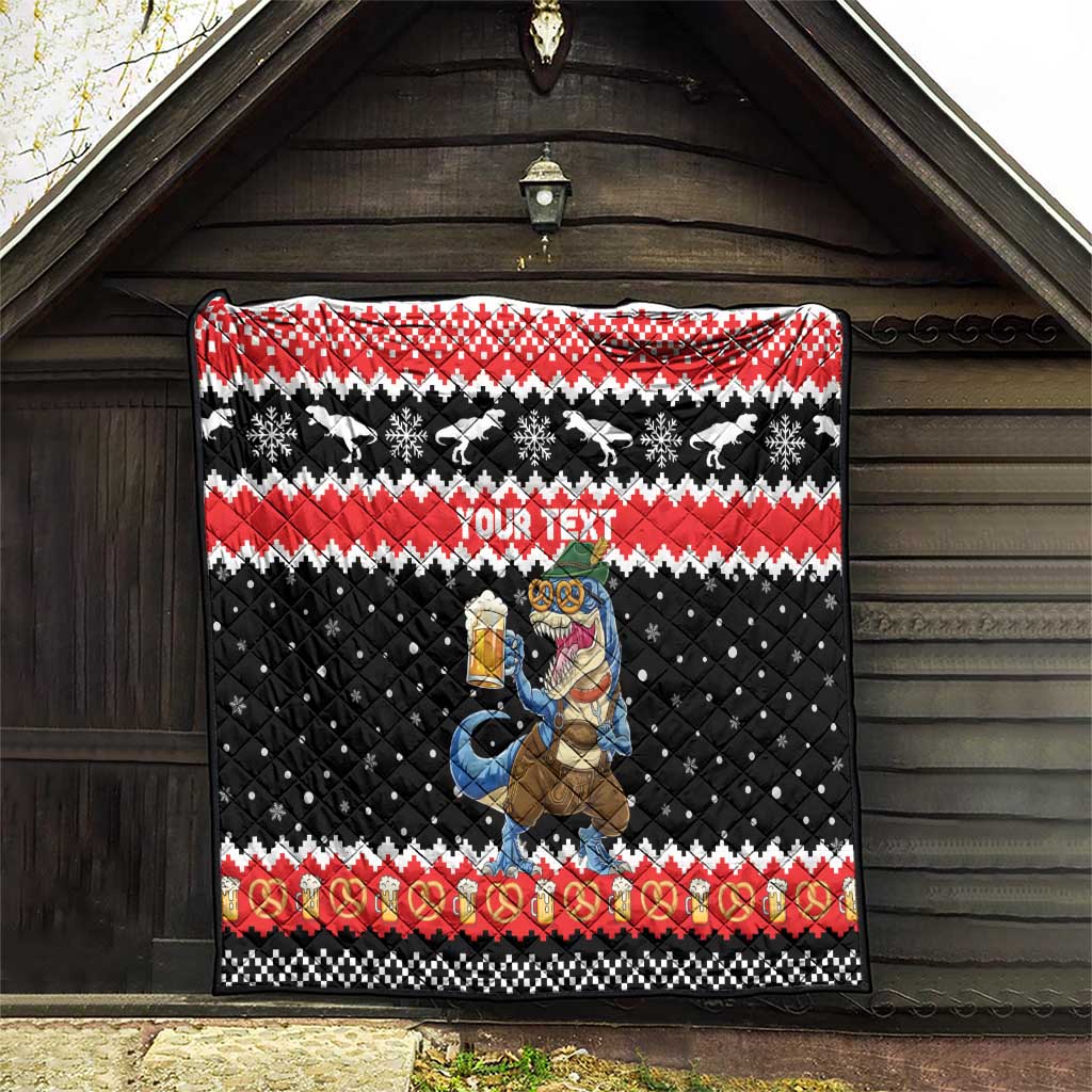 Personalized German T-Rex Christmas Quilt Funny Beer Dinosaur Xmas - Wonder Print Shop