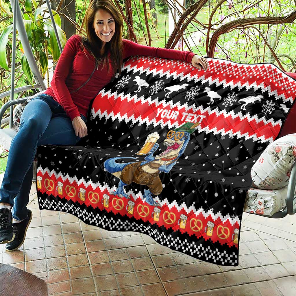 Personalized German T-Rex Christmas Quilt Funny Beer Dinosaur Xmas - Wonder Print Shop