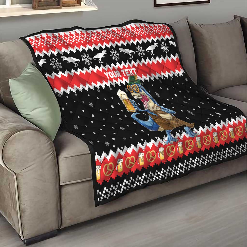 Personalized German T-Rex Christmas Quilt Funny Beer Dinosaur Xmas - Wonder Print Shop