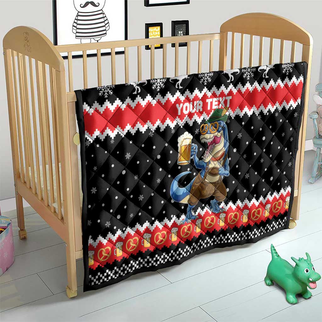 Personalized German T-Rex Christmas Quilt Funny Beer Dinosaur Xmas - Wonder Print Shop