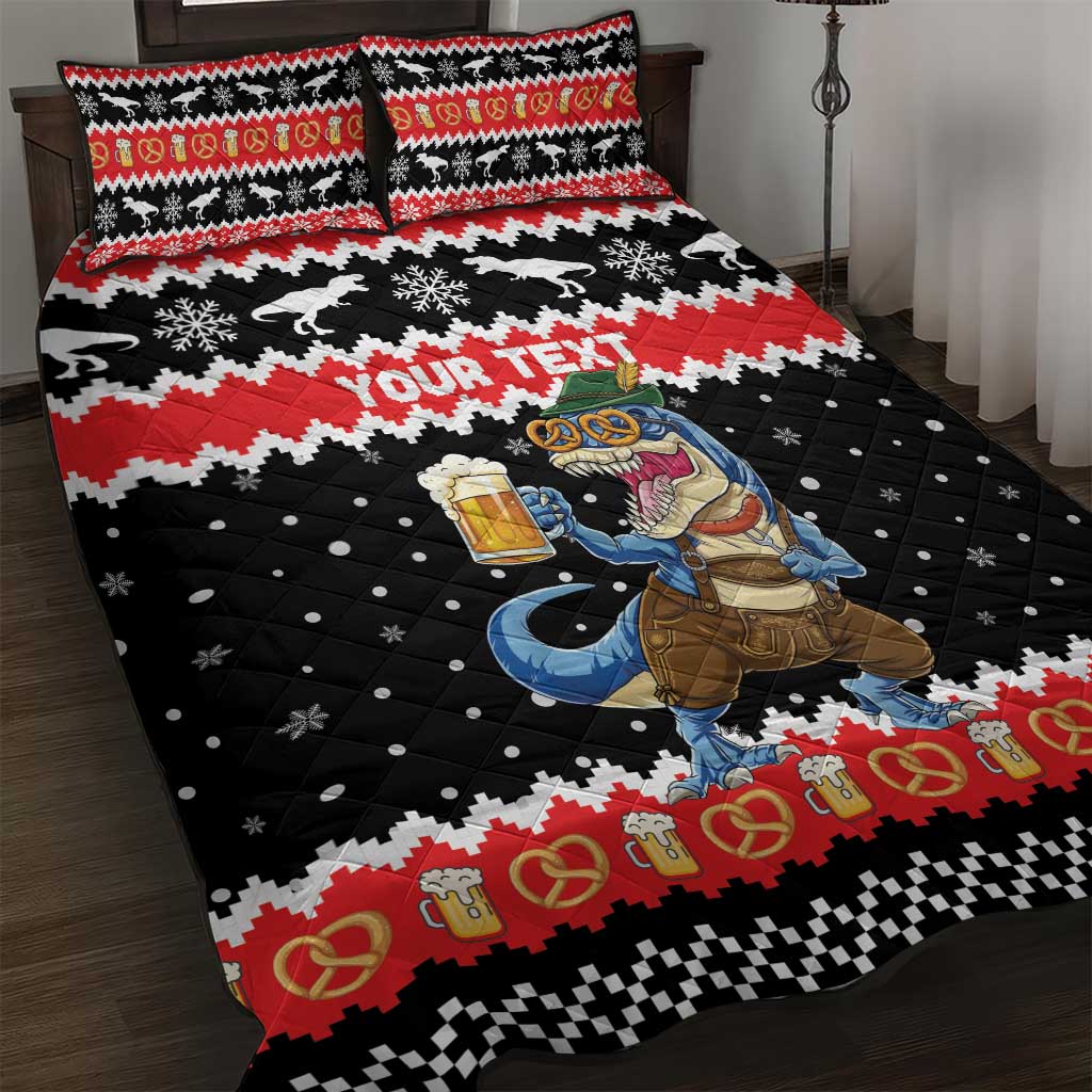 Personalized German T-Rex Christmas Quilt Bed Set Funny Beer Dinosaur Xmas - Wonder Print Shop