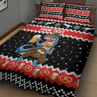 Personalized German T-Rex Christmas Quilt Bed Set Funny Beer Dinosaur Xmas - Wonder Print Shop