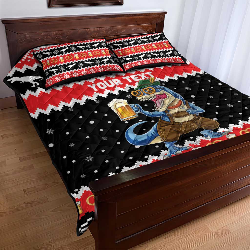 Personalized German T-Rex Christmas Quilt Bed Set Funny Beer Dinosaur Xmas - Wonder Print Shop