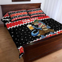 Personalized German T-Rex Christmas Quilt Bed Set Funny Beer Dinosaur Xmas - Wonder Print Shop