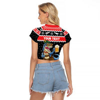 Personalized German T-Rex Christmas Raglan Cropped T Shirt Funny Beer Dinosaur Xmas - Wonder Print Shop