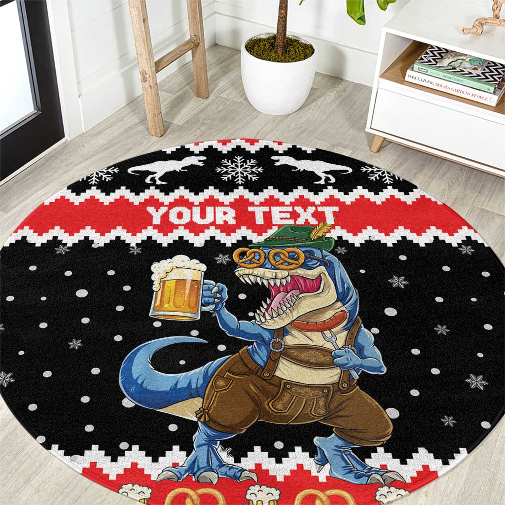 Personalized German T-Rex Christmas Round Carpet Funny Beer Dinosaur Xmas - Wonder Print Shop