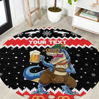 Personalized German T-Rex Christmas Round Carpet Funny Beer Dinosaur Xmas - Wonder Print Shop